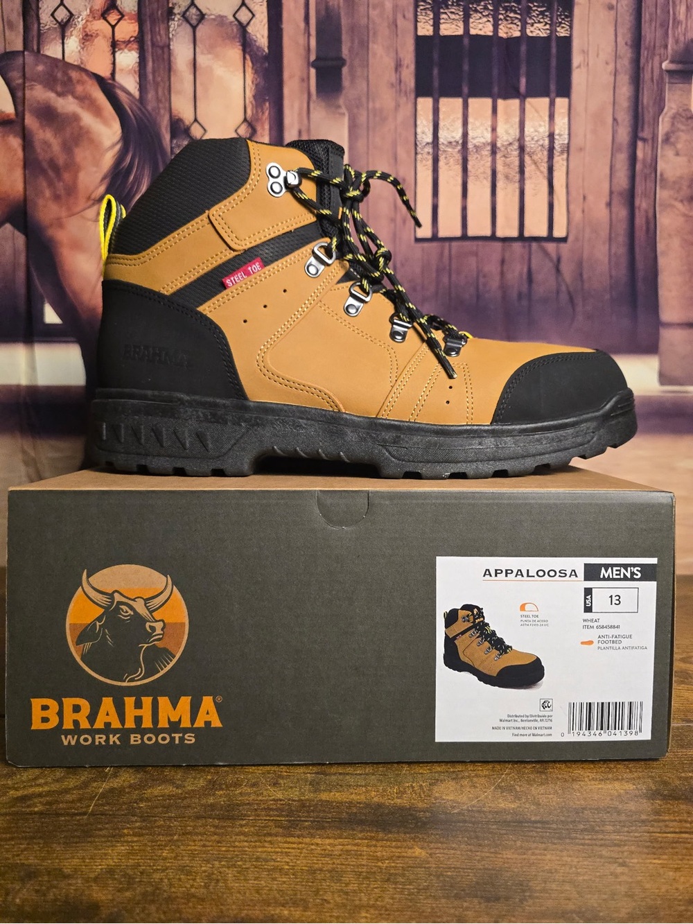 Brahma Wheat and Black Men's Steel Toe Work Boot